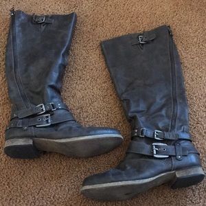 Grey Knee High Boots